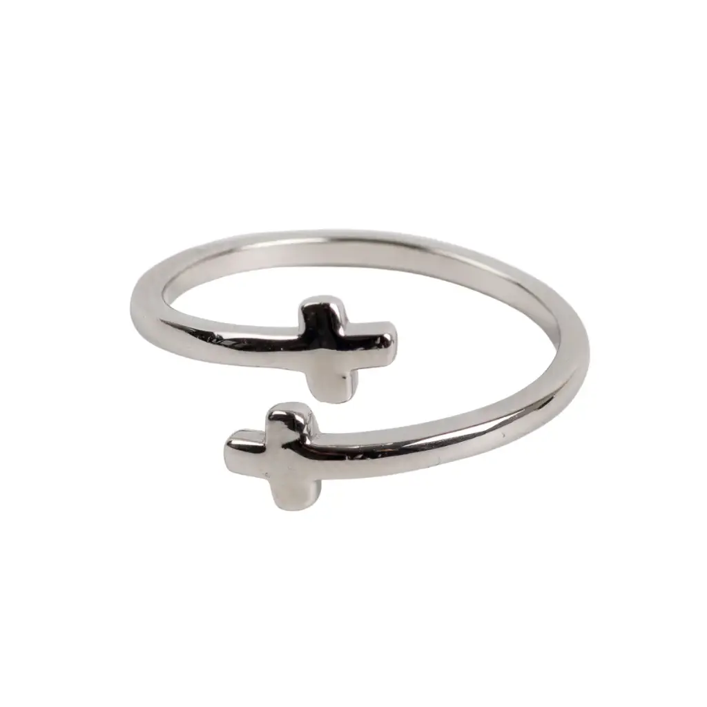 BAGUE "CROIX" - PLAQUÉ ARGENT