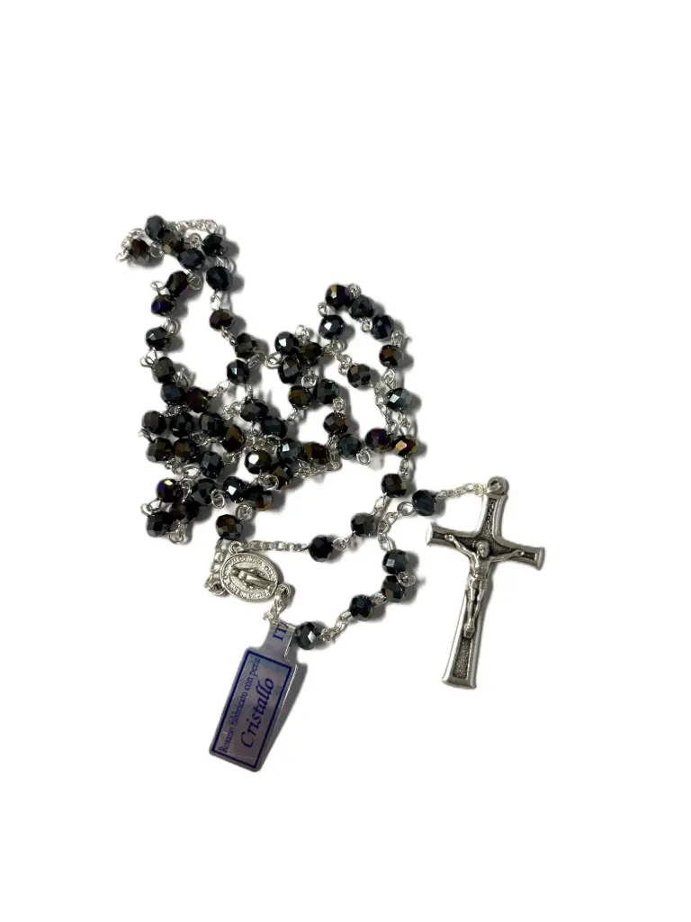 CHAPELET CRISTAL MEDAILLE MIRACULEUSE - NOIR