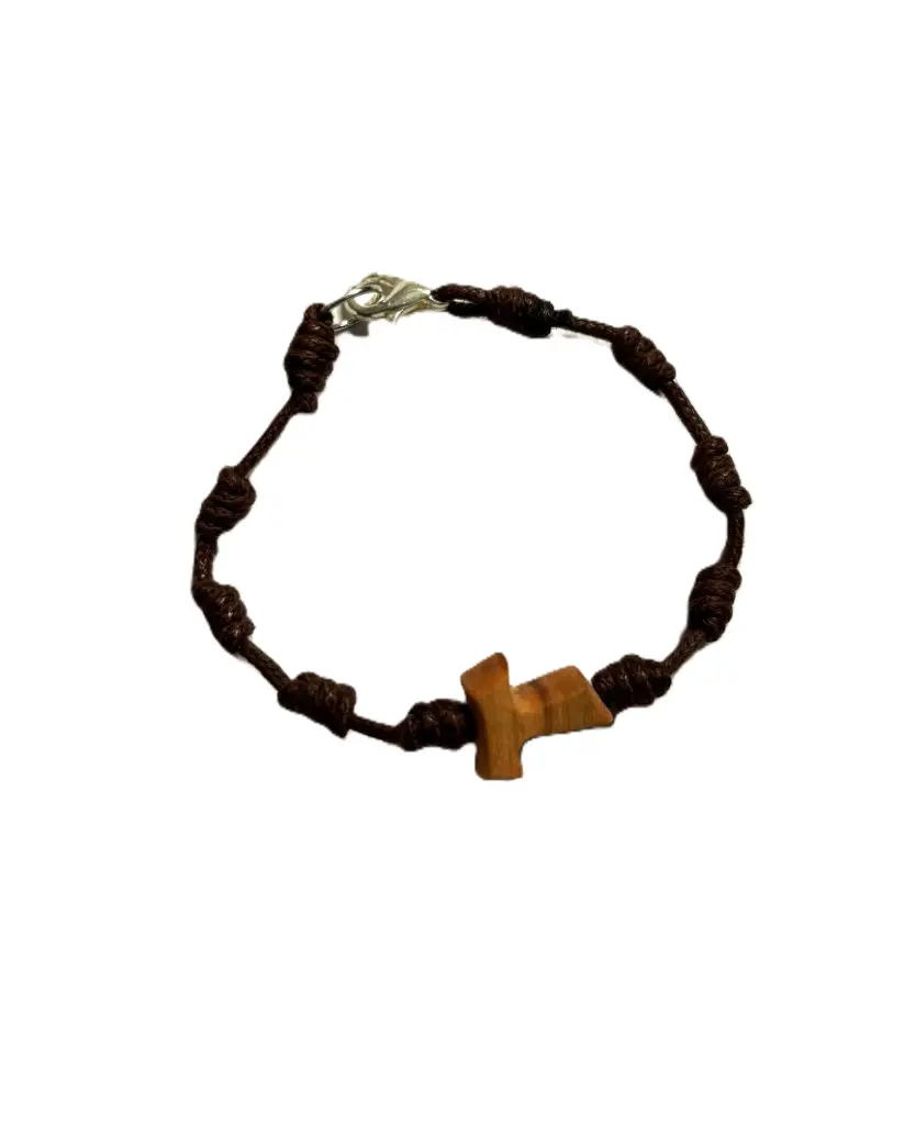 BRACELET CORDE CROIX TAU