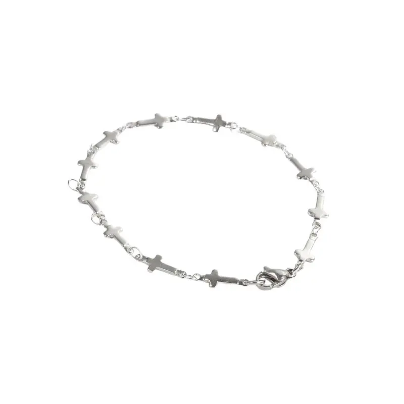 BRACELET CROIX ACIER INOXYDABLE Ø 5 MM