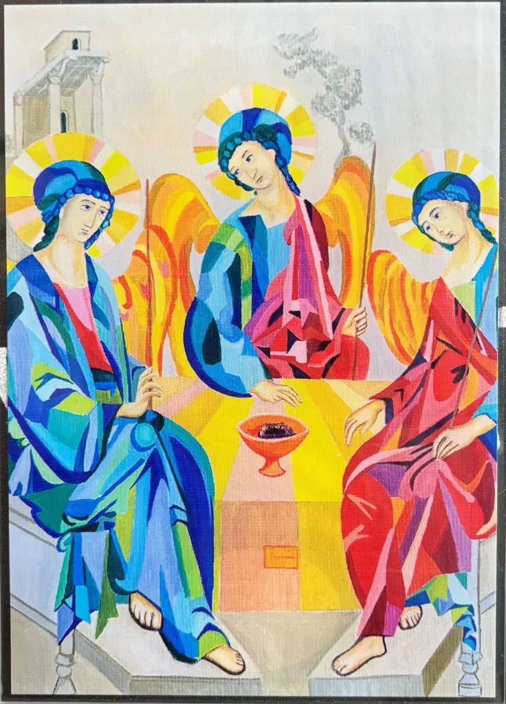ICONE "LA TRINITÉ" PEINTURE SOUS PLEXIGLASS 21X15CM
