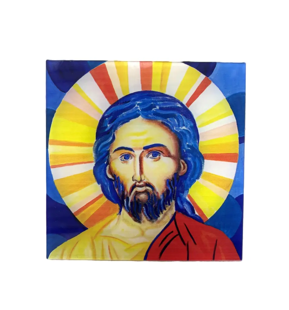 ICONE "CHRIST" PEINTURE SOUS PLEXIGLASSE 15X15CM