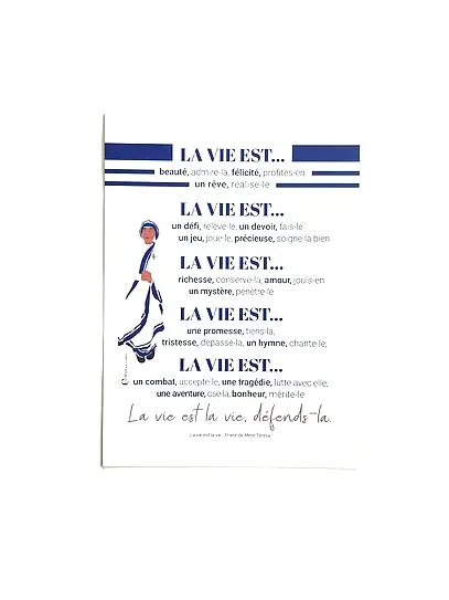 AFFICHE PRIERE DE MERE TERESA - LA VIE
