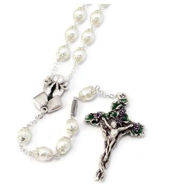 CHAPELET DE COMMUNION - VINE & BRANCHES PEARL & SILVER ROSARY