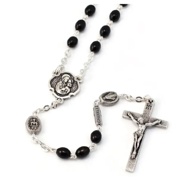CHAPELET DE SAINT JOSEPH BLACK & SILVER ROSARY