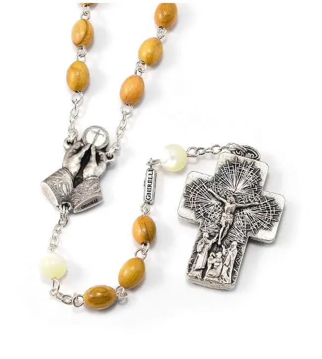 CHAPELET DE LA SAINTE MESSE - GRAINS EN BOIS OVALES