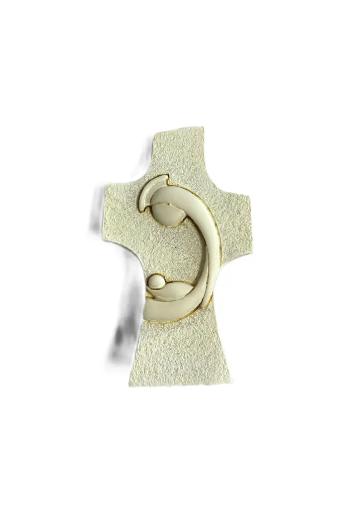 CROIX PORTATIVE AVEC MARIE ET L'ENFANT 9X5.5CM