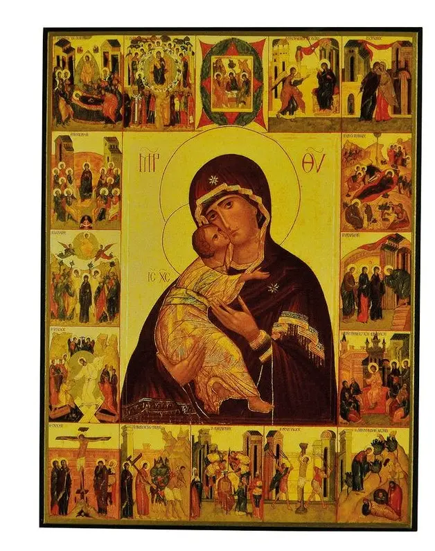 VIERGE DU ROSAIRE - ICONE CLASSIQUE 13,7X10,6 CM -