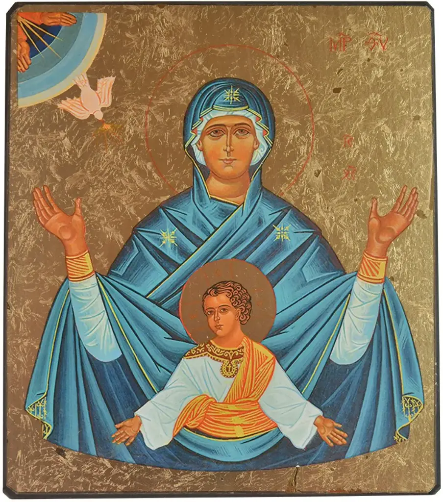 MARIE MERE DE L'EMMANUEL - ICONE DOREE A LA FEUILLE 12X10,6 CM -