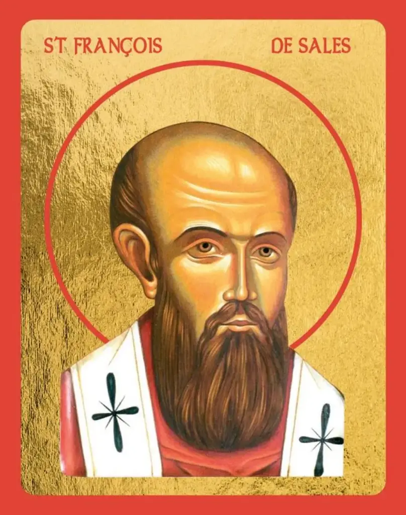 SAINT FRANCOIS DE SALES - ICONE DOREE A LA FEUILLE 10,2X8 CM