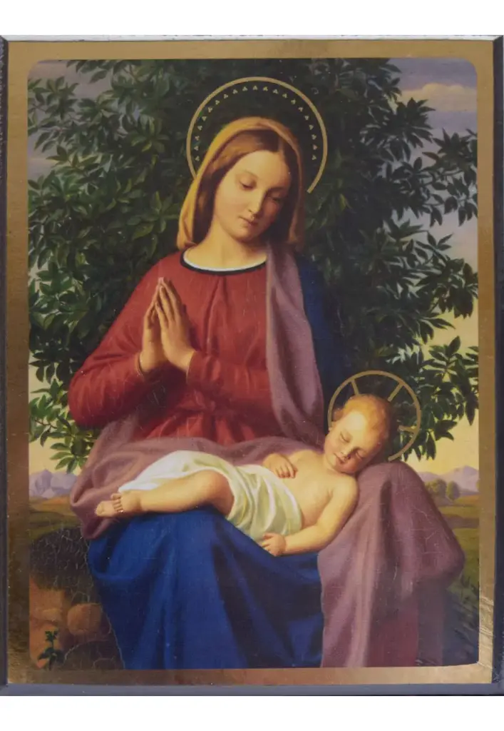 MARIE CONTEMPLANT JESUS ENDORMI - ICONE TRADITION 14X10.6 CM - 798.42