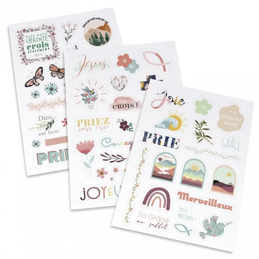 LOT DE 3 PLANCHES AUTOCOLLANTS - MOTIFS CHRÉTIENS