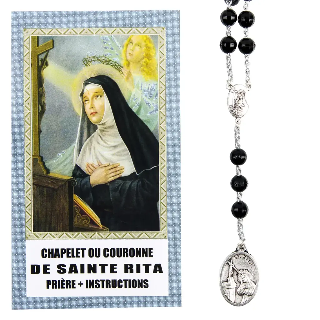 CHAPELET COURONNE DE SAINTE RITA AVEC INSTRUCTIONS
