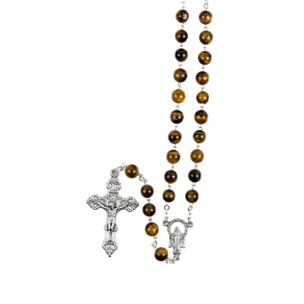 CHAPELET GRAINS OEIL DE TIGRE Ø 7 MM AVEC BOITE