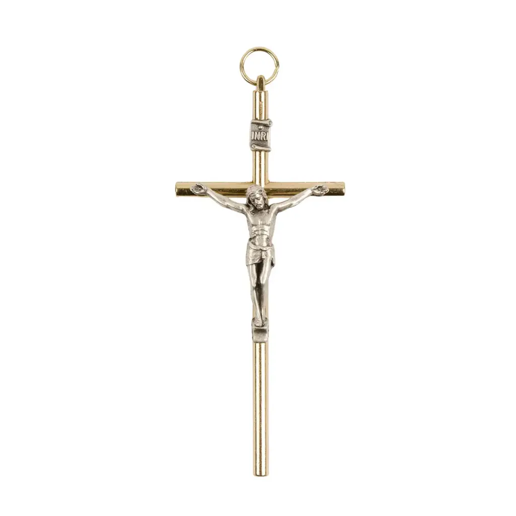CRUCIFIX TUBE DORE 11CM