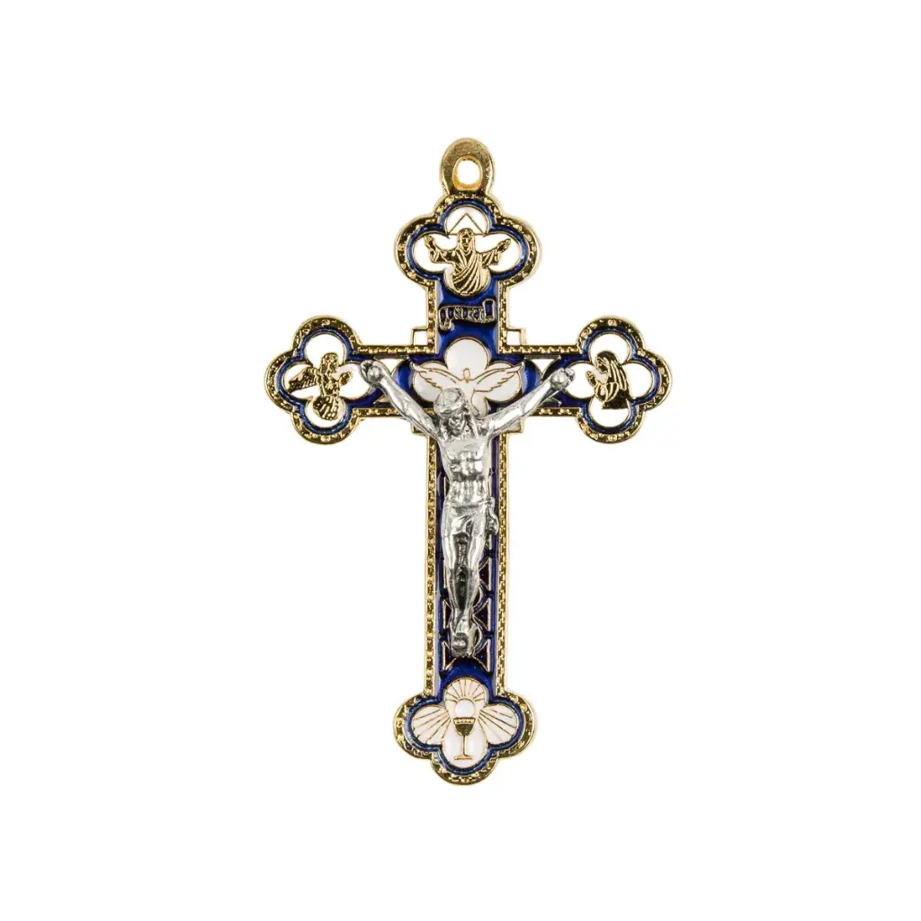 CRUCIFIX EMAILLE ESPRIT SAINT - H8.5CM