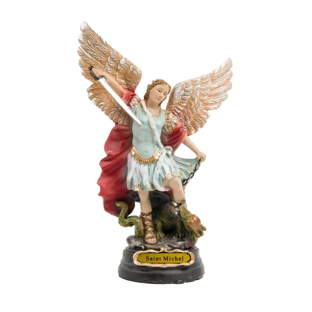 STATUE SAINT MICHEL 20CM RESINE PEINTE A LA MAIN