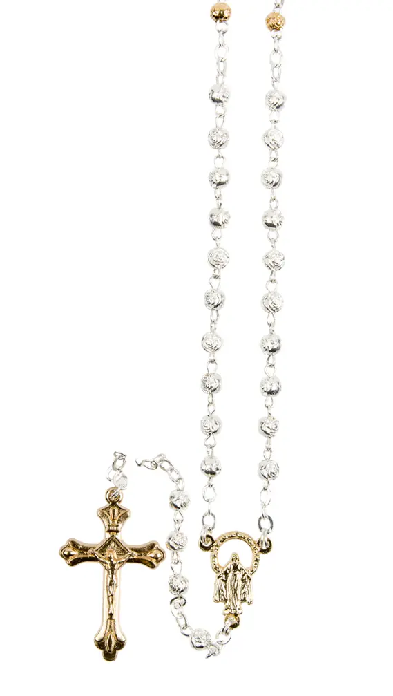 CHAPELET GRANS ROSE ARGENTÉ Ø 4 MM