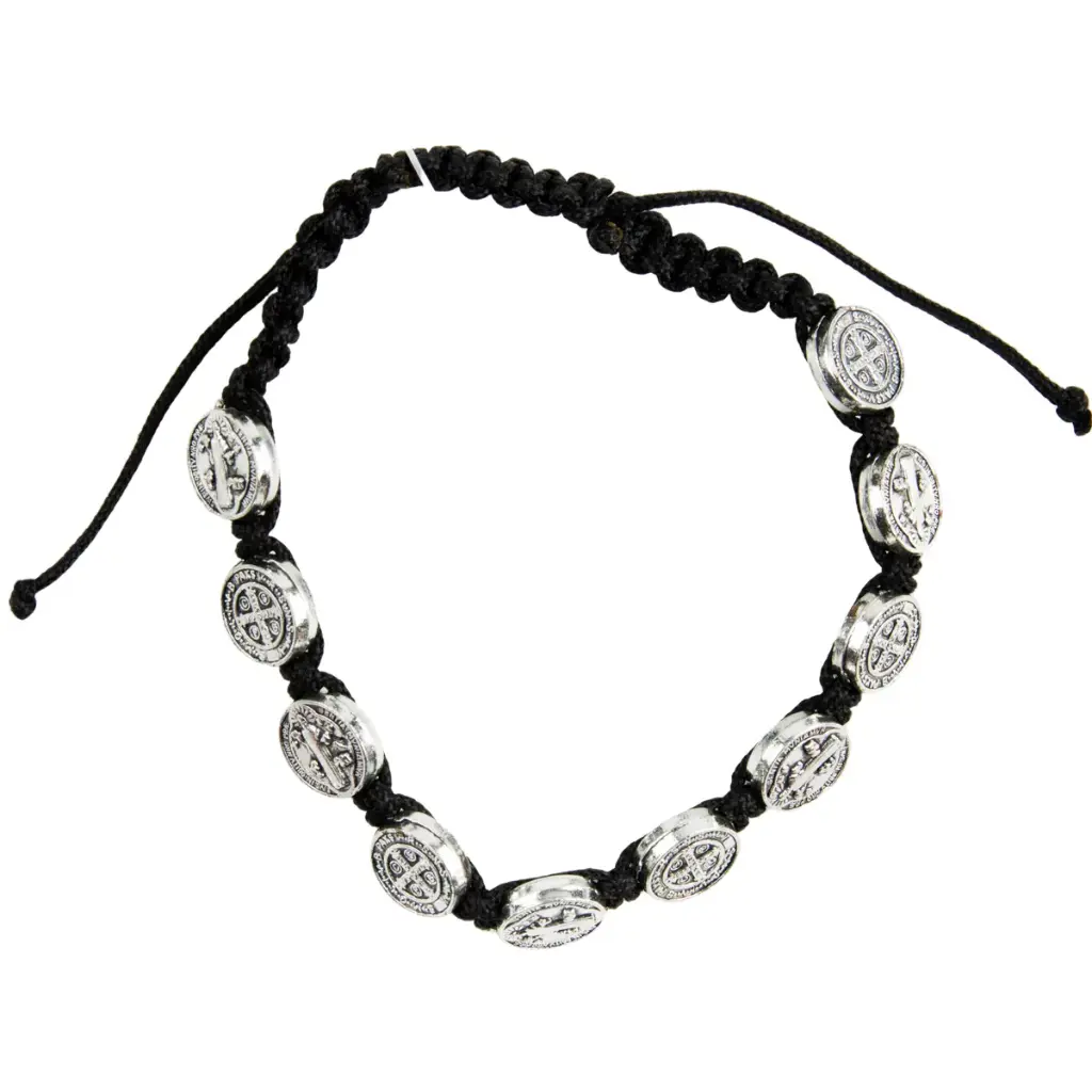 BRACELET 10 MEDAILLES DE SAINT BENOIT REGLABLE