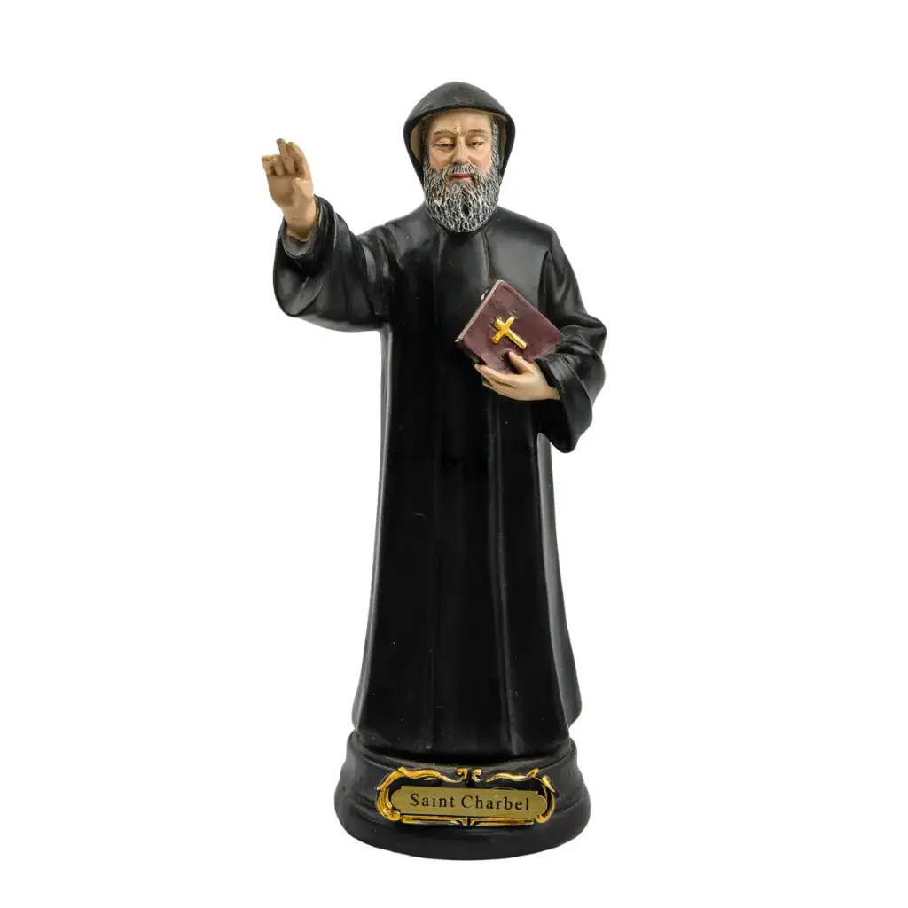STATUE SAINT CHARBEL RESINE H.20CM