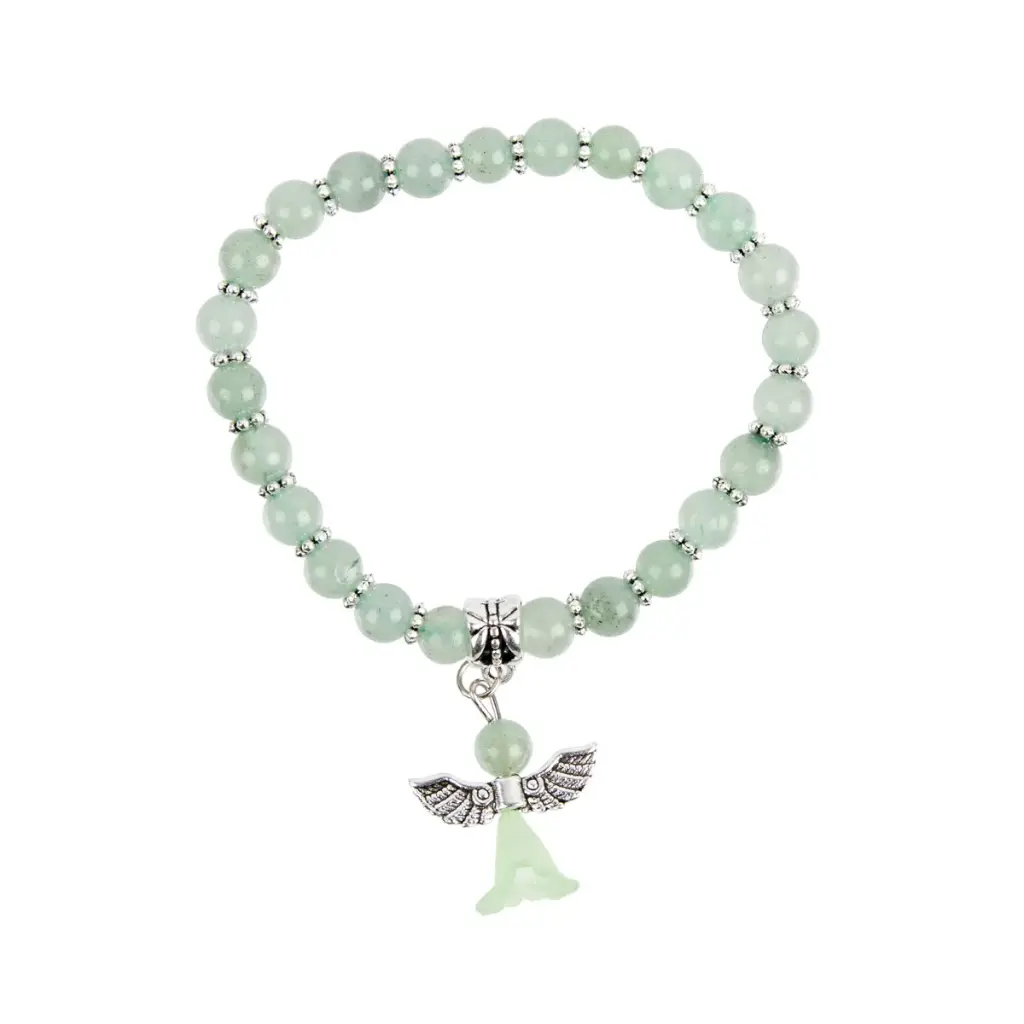 BRACELET EN PIERRE AVENTURINE AVEC PETIT ANGE