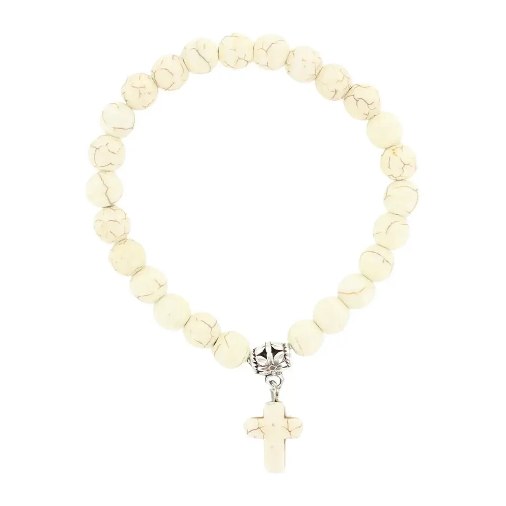 BRACELET BLANC PIERRE SYNTHETIQUE