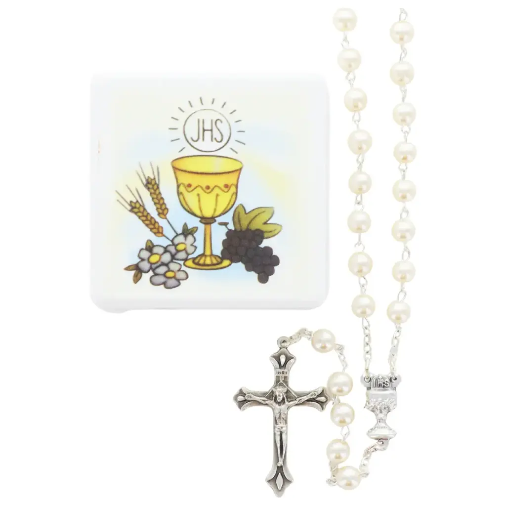 CHAPELET DE COMMUNION GRAINS NACRESØ 6 MM,