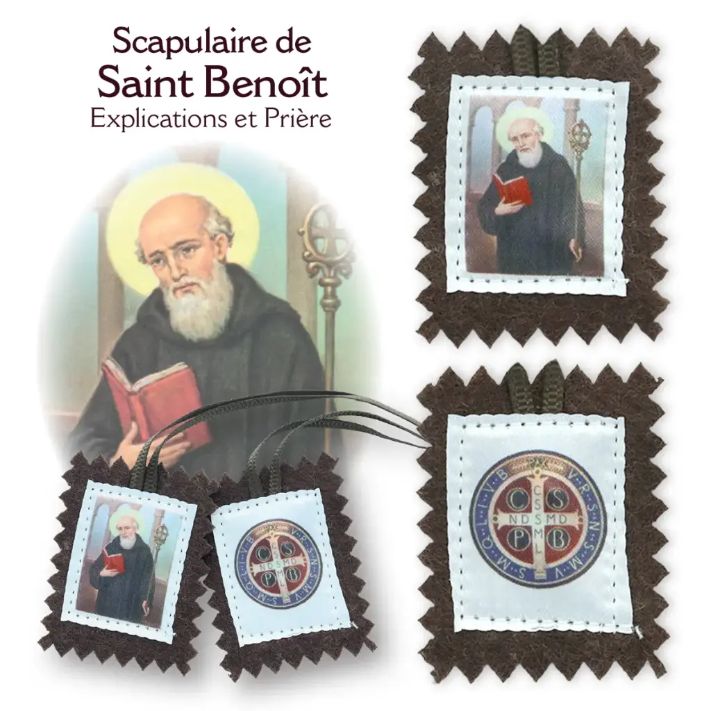 SCAPULAIRE DE SAINT BENOIT 4.5X5CM AVEC LIVRET EXPLICATION