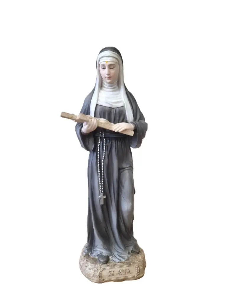 STATUE SAINT RITA 21CM POLYSTONE POLYCHROME PEINTE A LA MAIN