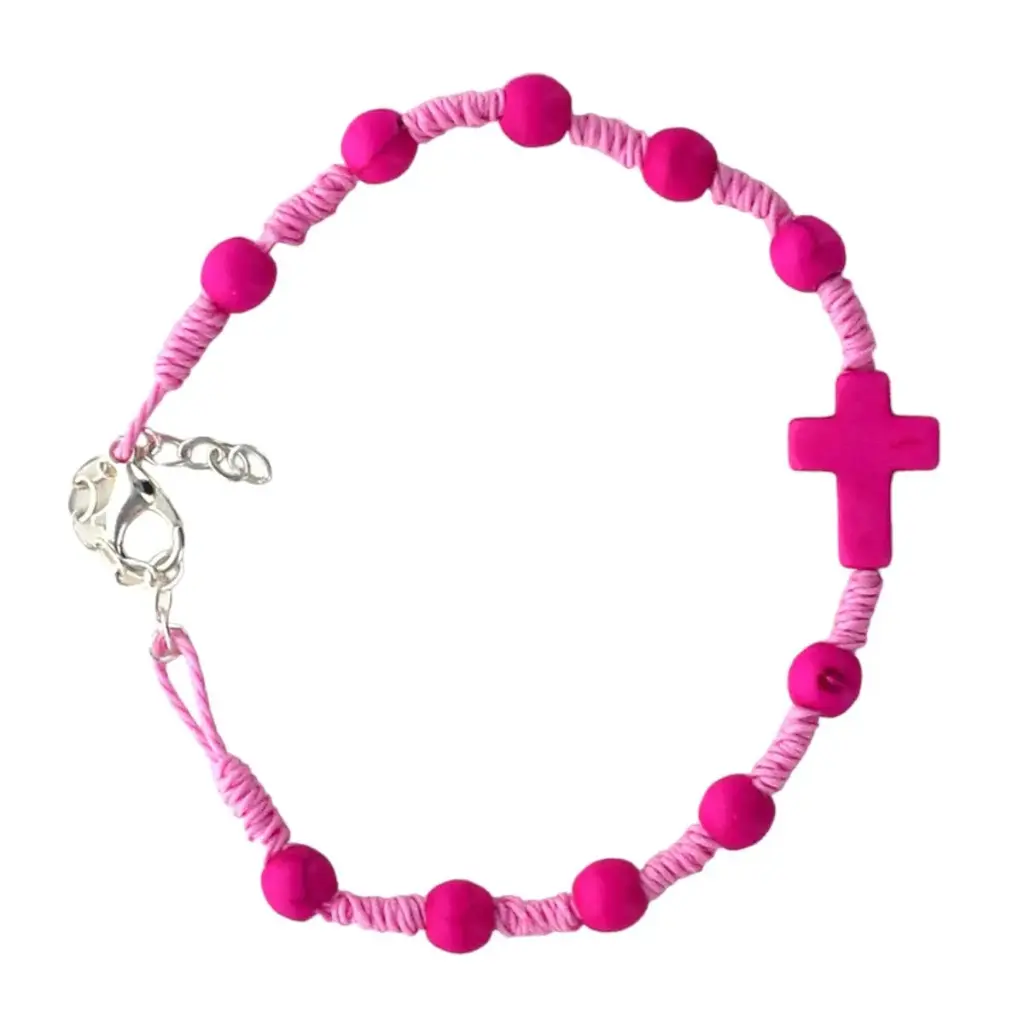 BRACELET DIZAINIER ROSE SUR CORDE 