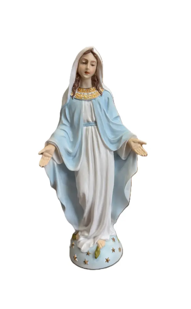 STATUE VIERGE MARIE 15CM PEINTE A LA MAIN POLYSTONE POLYCHROME