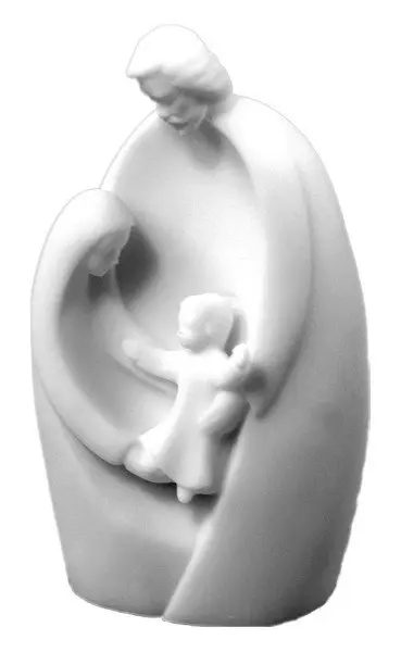 STATUE DE LA SAINTE FAMILLE EN ALBATRE 12CM