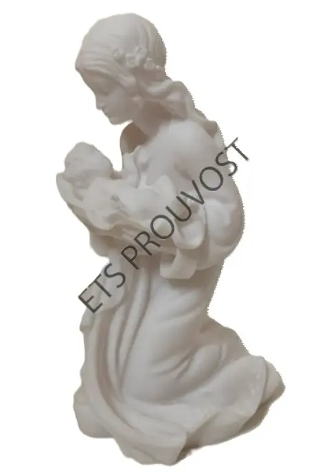 STATUE VIERGE A GENOUX ALBATRE 10 CM