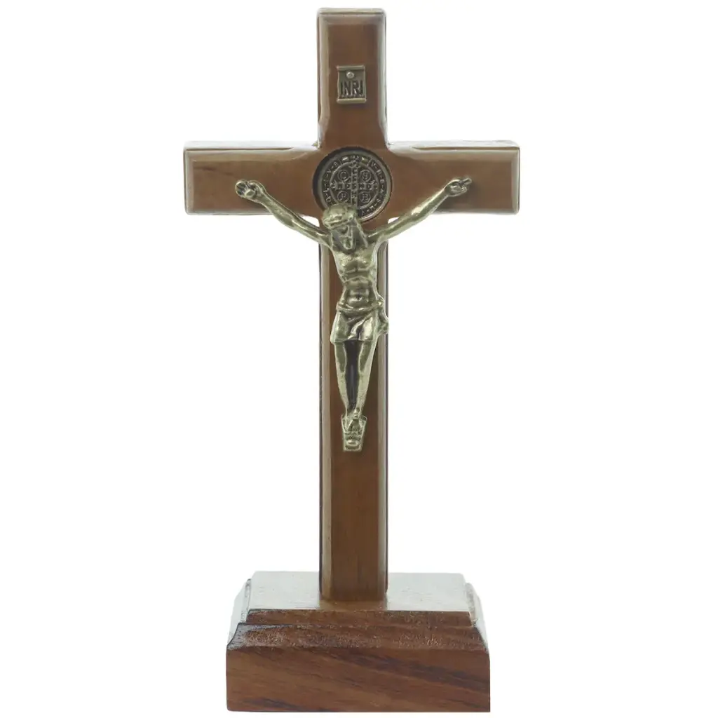 CRUCIFIX DE SAINT BENOIT SUR SOCLE - H.10.50CM