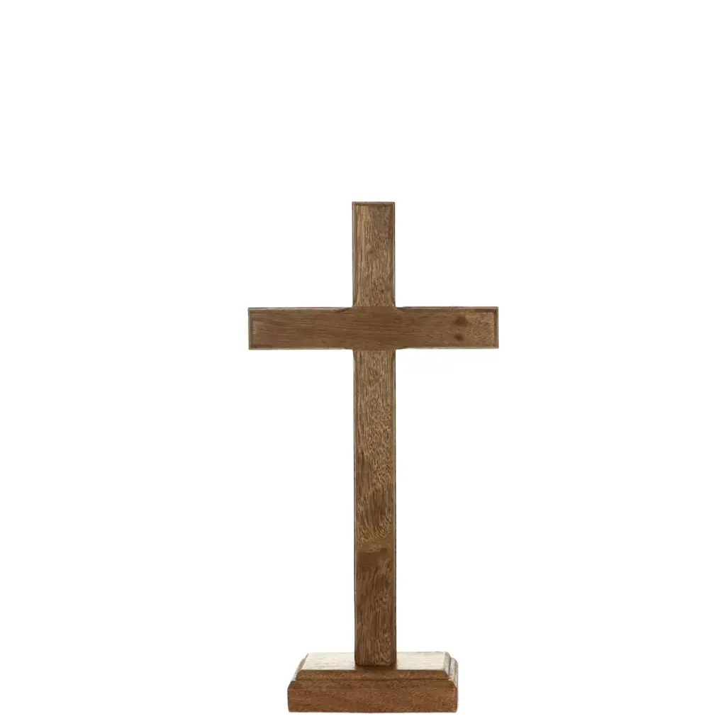 CRUCIFIX EN BOIS SUR SOCLE - 19CM
