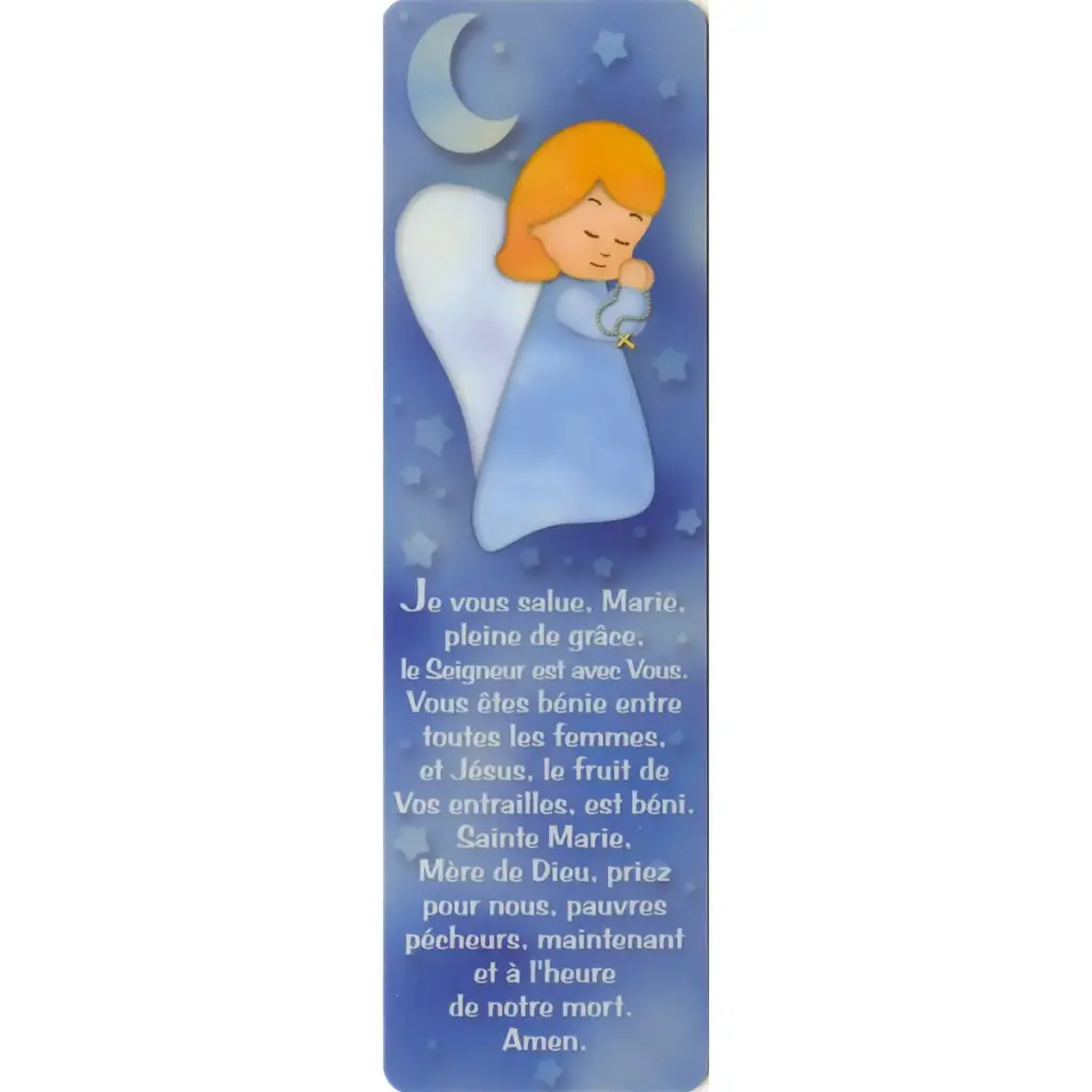 MARQUE PAGE/SIGNET PLASTIFIÉ  "JE VOUS SALUE MARIE" ENFANT
