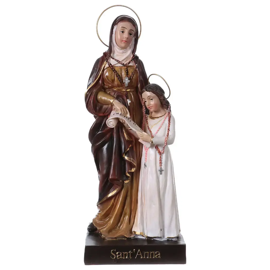 STATUE DE SAINTE ANNE AVEC MARIE 20CM RESINE