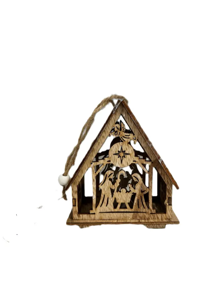 CRÈCHE BOIS A ACCROCHER 10CM - LAMPE