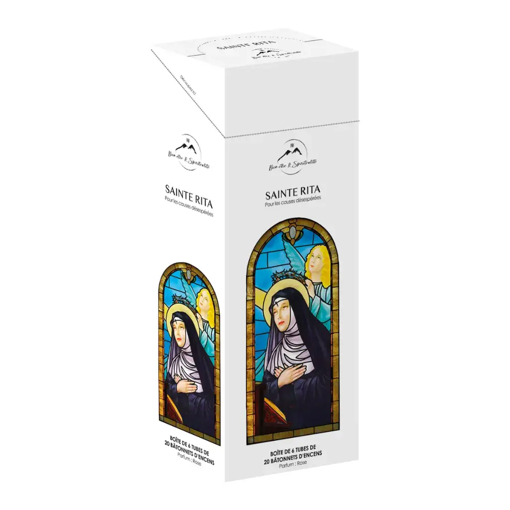 TUBE DE 20 BÂTONNETS D'ENCENS "SAINTE RITA" PARFUM ROSE