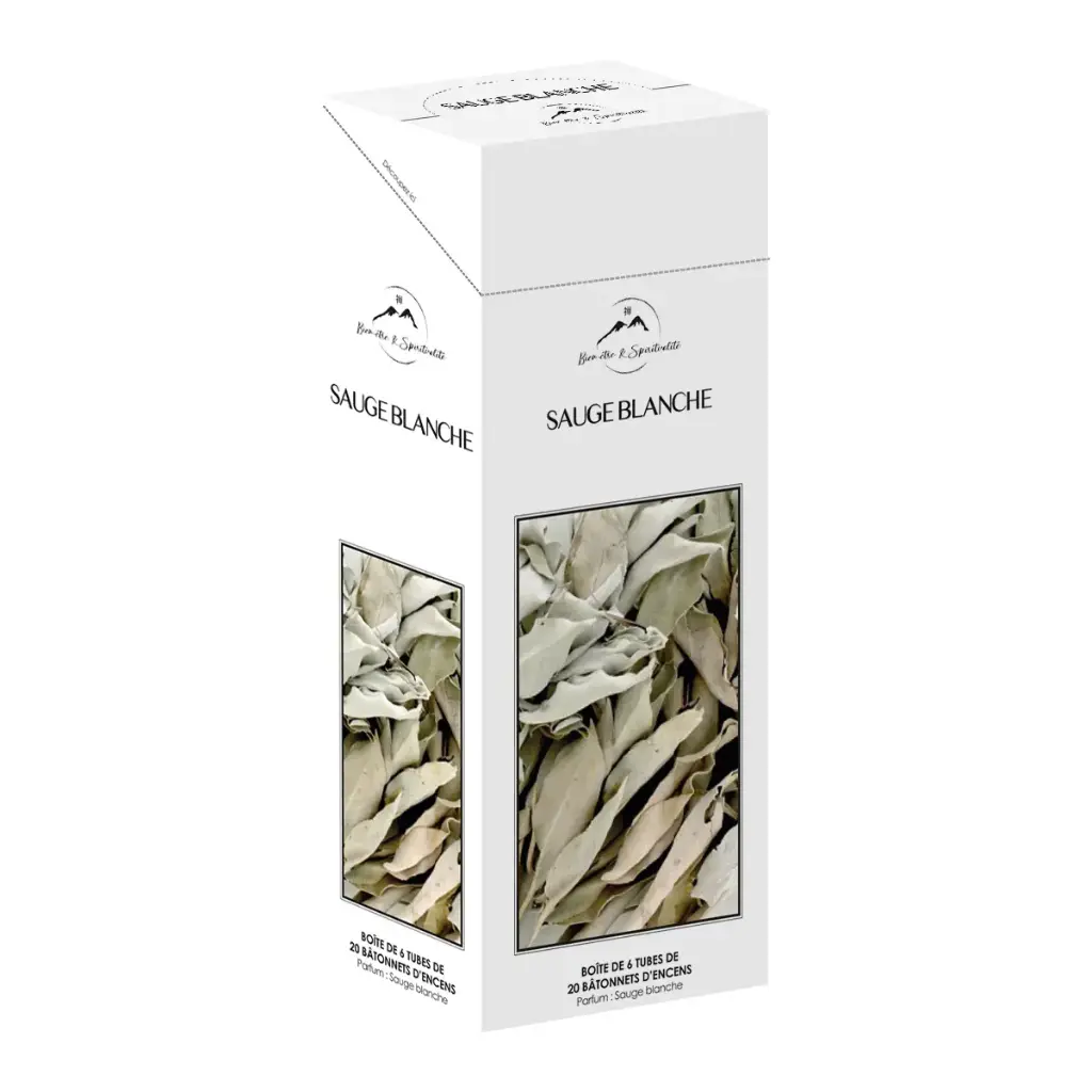 TUBE DE 20 BATONNETS D'ENCENS PARFUM SAUGE BLANCHE