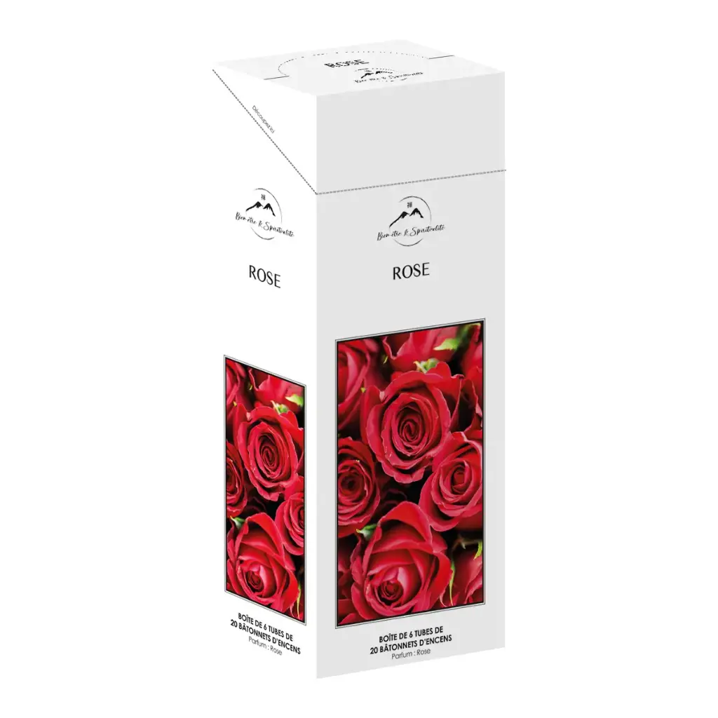 TUBE DE BATONNETS D'ENCENS PARFUM ROSE