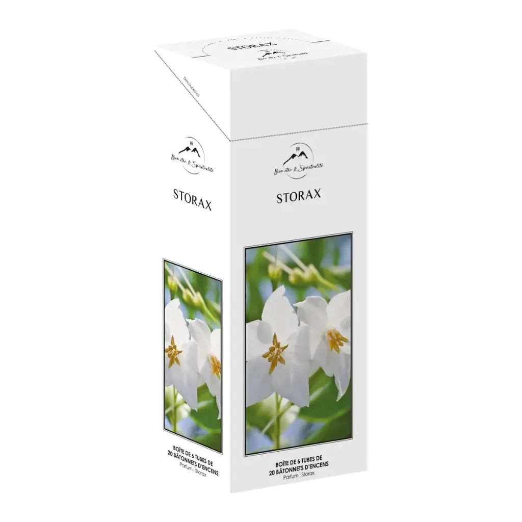 TUBE 20 BÂTONNETS D'ENCENS PARFUM "STORAX"