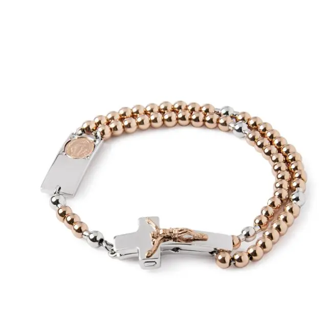 ROSALET® ROSE GOLD BEADS, STERLING SILVER & ROUND PATER, TRADITIONAL