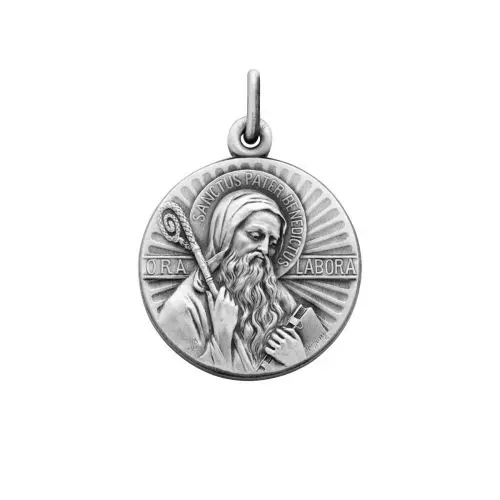 MEDAILLE SAINT BENOIT FACE 24MM - LAITON ARGENTE