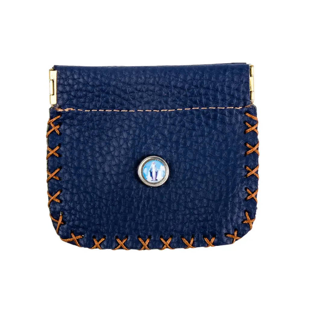 PORTE MONNAIE EN CUIR AVEC PIN'S MEDAILLE MIRACULEUSE 