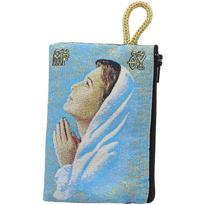 POCHETTE BRODEE "VIERGE PRIANTE" 10 X 7 CM