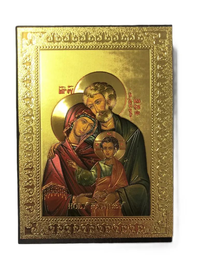 PETITE ICÔNE DORÉE SAINTE FAMILLE 11CM