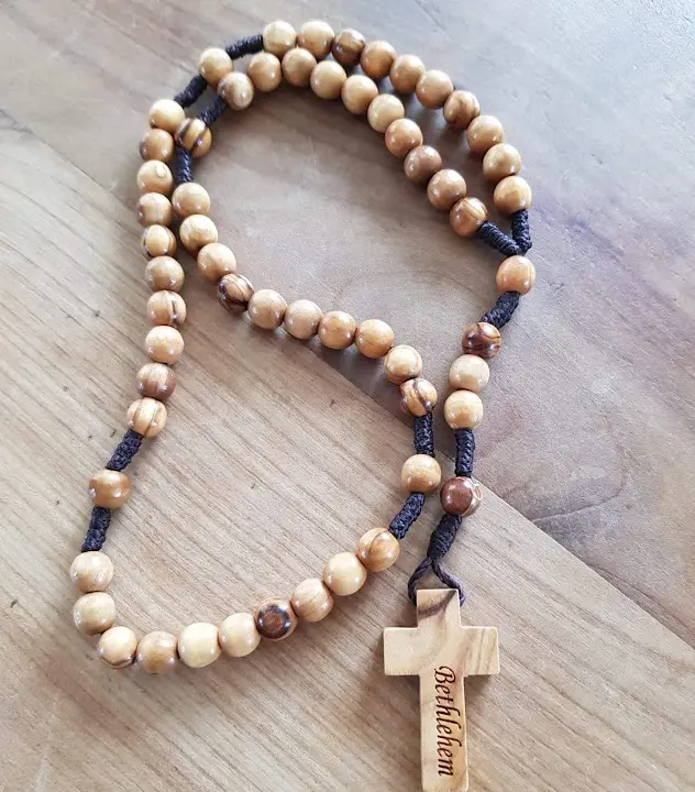 CHAPELET BOIS D'OLIVIER ET CORDE DE BETHLEEM