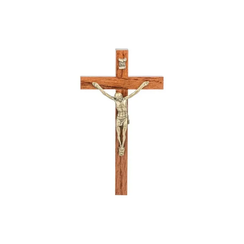 CRUCIFIX BOIS D'OLIVIER CHRIST COULEUR BRONZE 20CM