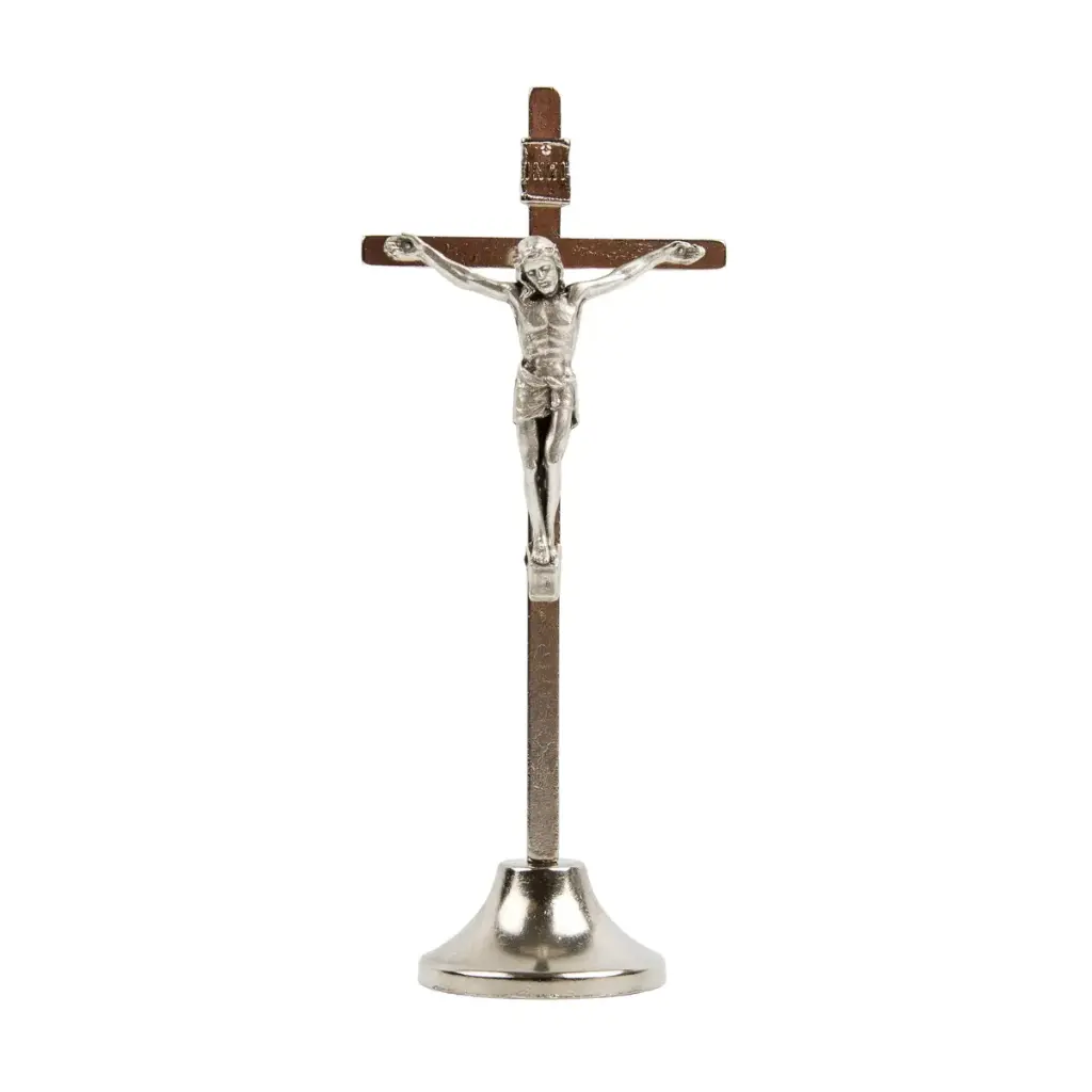 PETIT CRUCIFIX SOCLE MÉTAL 10CM